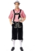 Picture of Bavarian Guy Mens Lederhosen Red Shirt + Black Shorts