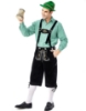 Picture of Bavarian Guy Mens Lederhosen Green Shirt + Black Shorts