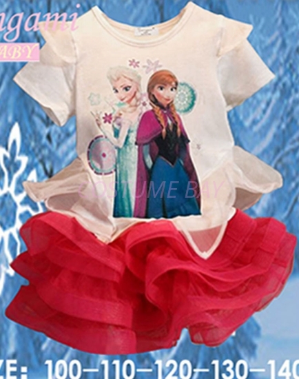 Picture of Girls Frozen Elsa Anna T-shirt with Red Tutu Skirt