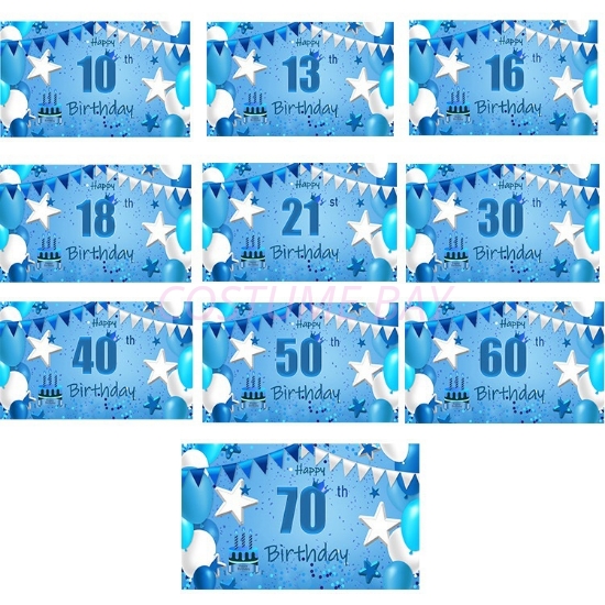 Picture of Blue Series Birthday Backdrop Banner 110*180CM