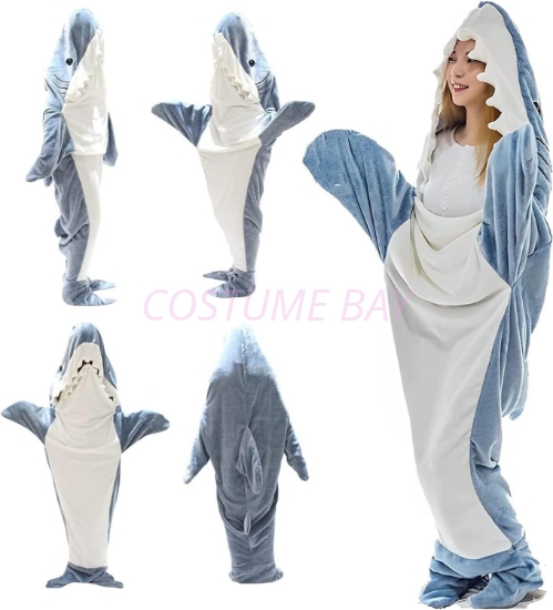 Picture of Blue Shark Blanket Hoodie Onesie for Adults and Kids
