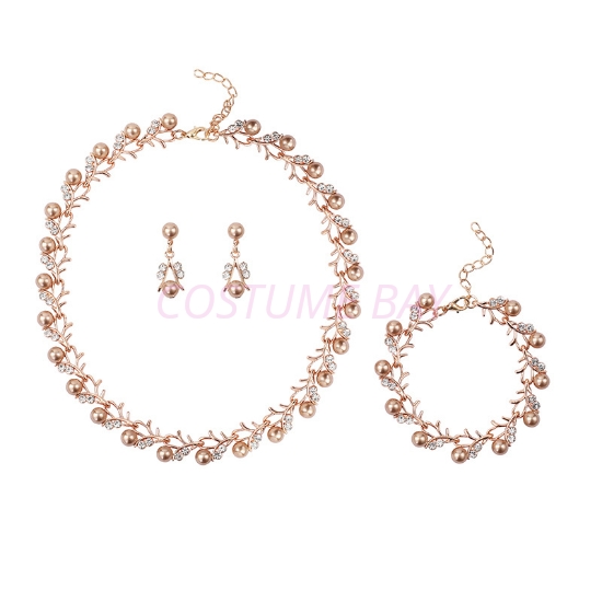Picture of Women's Rose Gold Jewellery Set - Necklace, Earrings, Bracelet