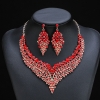 Picture of 3pcs/set Jewelry Set Red Rhinestone Necklace Earrings