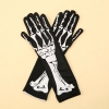 Picture of Medium Length Black Skeleton Gloves - Halloween Costume Accessory