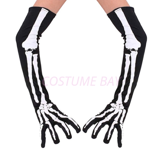 Picture of Long Length Skeleton Gloves - Halloween Costume Accessory  
