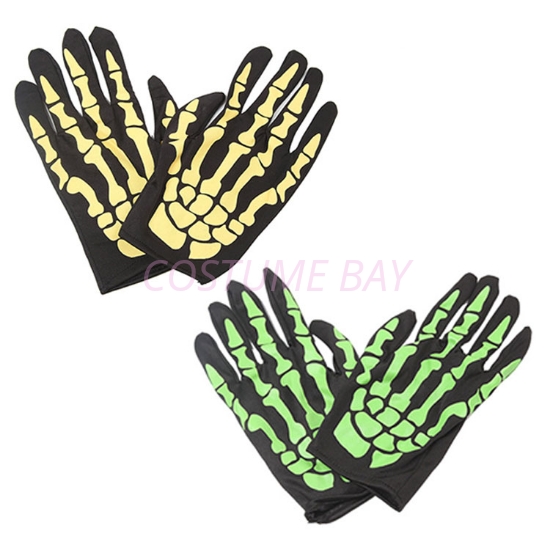 Picture of Short Length Skeleton Gloves - Halloween Costume Accessory 