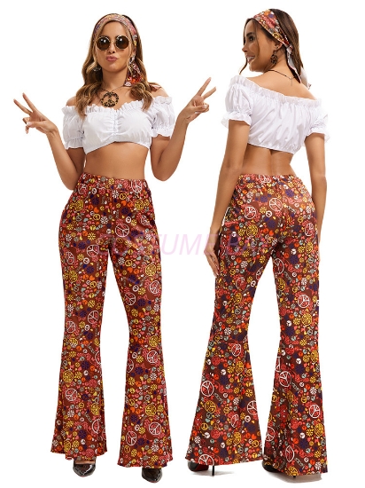 Picture of Classic Retro Pants Set White Top Vintage-Inspired Outfit