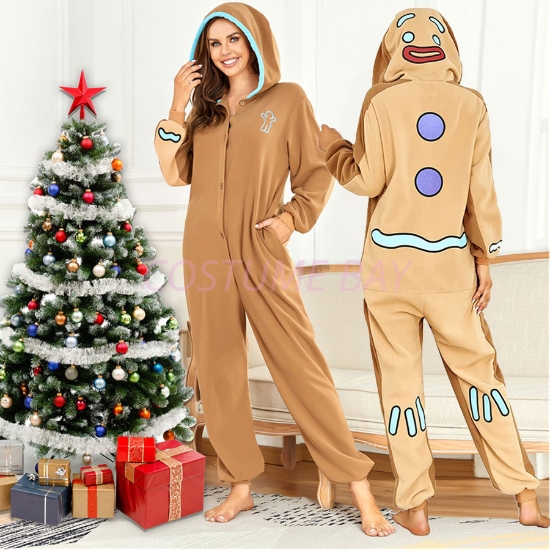 Picture of Adult Gingerbread Man Onesie Jumpsuit Sleepwear
