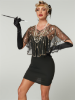 Picture of 1920s Womens Vintage Boutique Beaded Sequin Flapper Cape - Black/Gold