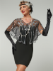 Picture of 1920s Womens Vintage Boutique Beaded Sequin Flapper Cape - Black/Gold