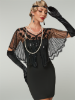 Picture of 1920s Womens Vintage Boutique Beaded Sequin Flapper Cape - Black/Silver