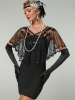 Picture of 1920s Womens Vintage Boutique Beaded Sequin Flapper Cape - Black/Silver