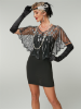 Picture of 1920s Womens Vintage Boutique Beaded Sequin Flapper Cape - Black/Silver