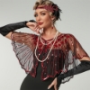 Picture of 1920s Womens Vintage Boutique Beaded Sequin Flapper Cape - Red