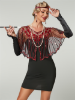 Picture of 1920s Womens Vintage Boutique Beaded Sequin Flapper Cape - Red